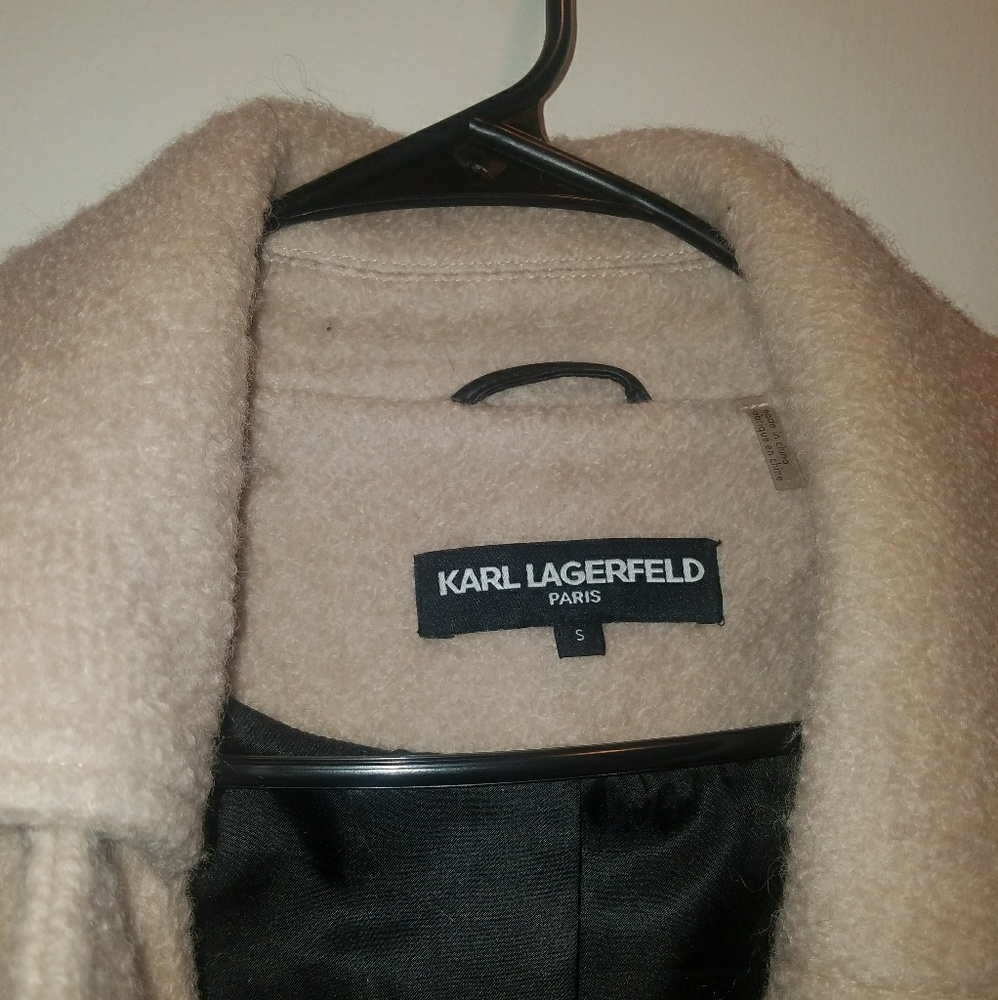 Karl Lagerfeld pink/nude wool winter coat - Picture 5 of 5